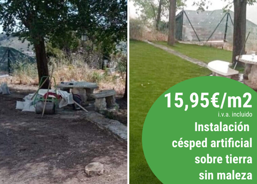 Instalación césped artificial sobre tierra sin maleza
